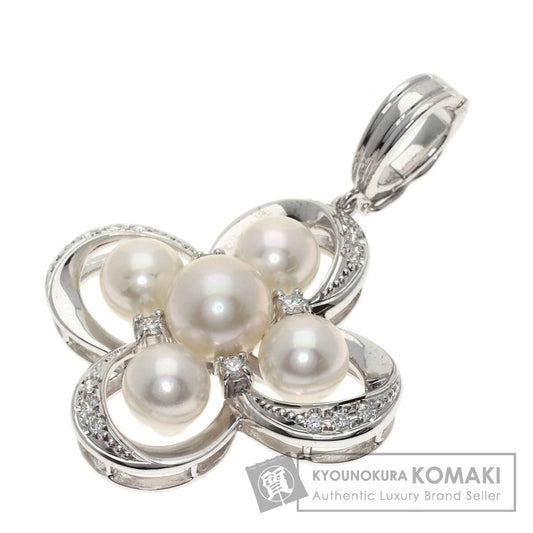 MIKIMOTO Pearl Pearl Diamond Pendant top K18 White Gold Ladies [Used]