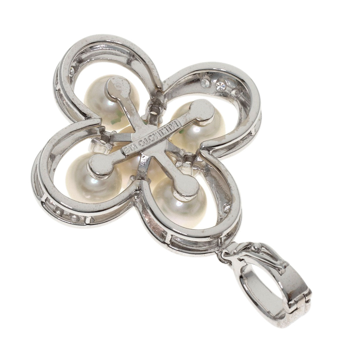 MIKIMOTO Pearl Pearl Diamond Pendant top K18 White Gold Ladies [Used]