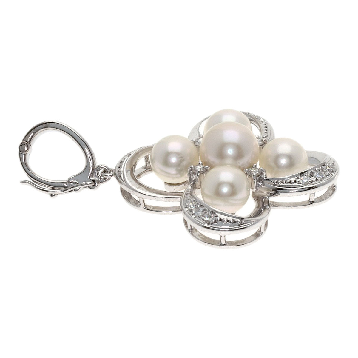 MIKIMOTO Pearl Pearl Diamond Pendant top K18 White Gold Ladies [Used]