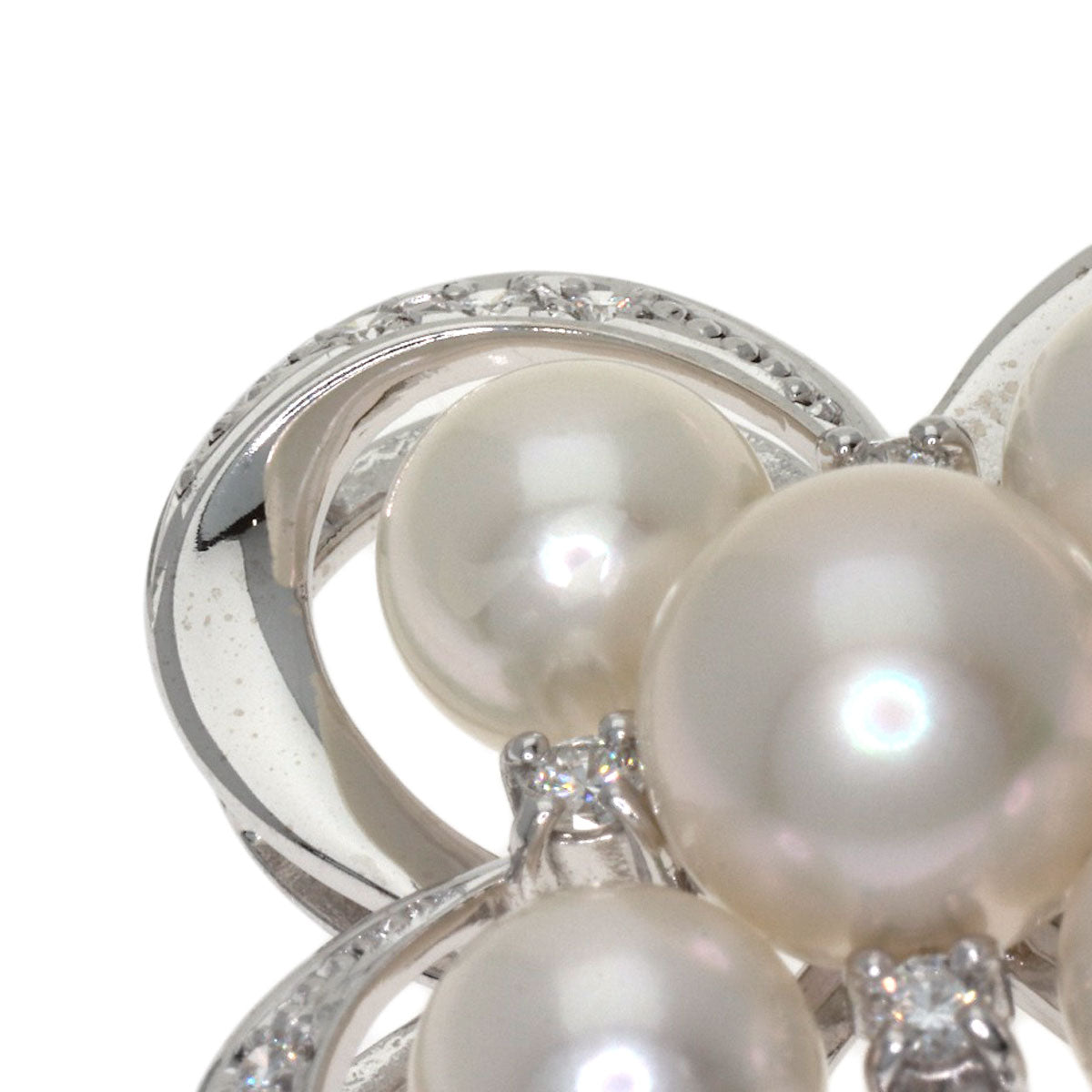 MIKIMOTO Pearl Pearl Diamond Pendant top K18 White Gold Ladies [Used]