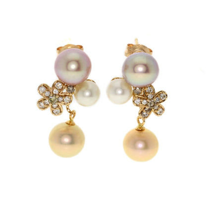 Ponte Vecchio Pearl Pearl Diamond earring K18 Pink Gold Ladies [Used]