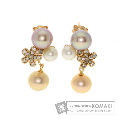Ponte Vecchio Pearl Pearl Diamond earring K18 Pink Gold Ladies [Used]