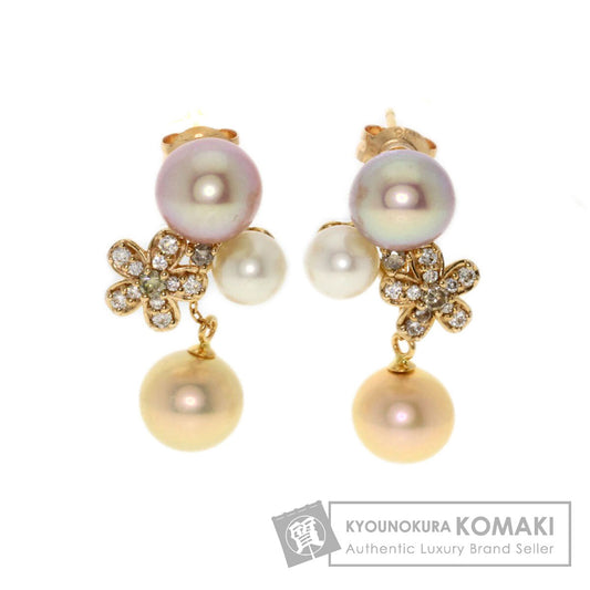 Ponte Vecchio Pearl Pearl Diamond earring K18 Pink Gold Ladies [Used]