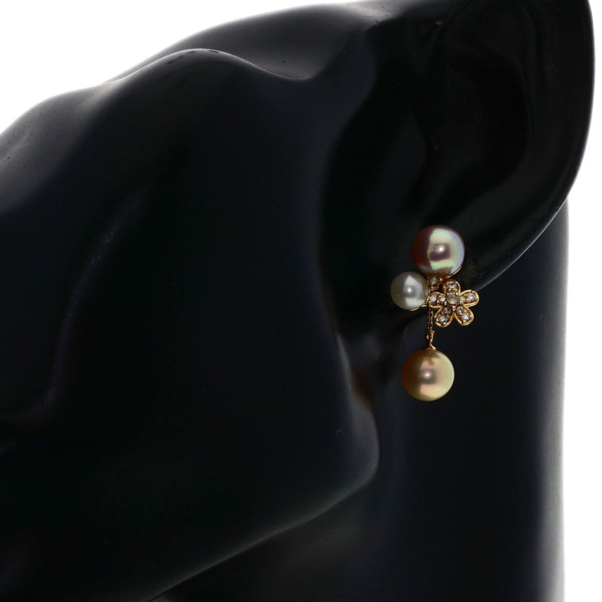 Ponte Vecchio Pearl Pearl Diamond earring K18 Pink Gold Ladies [Used]