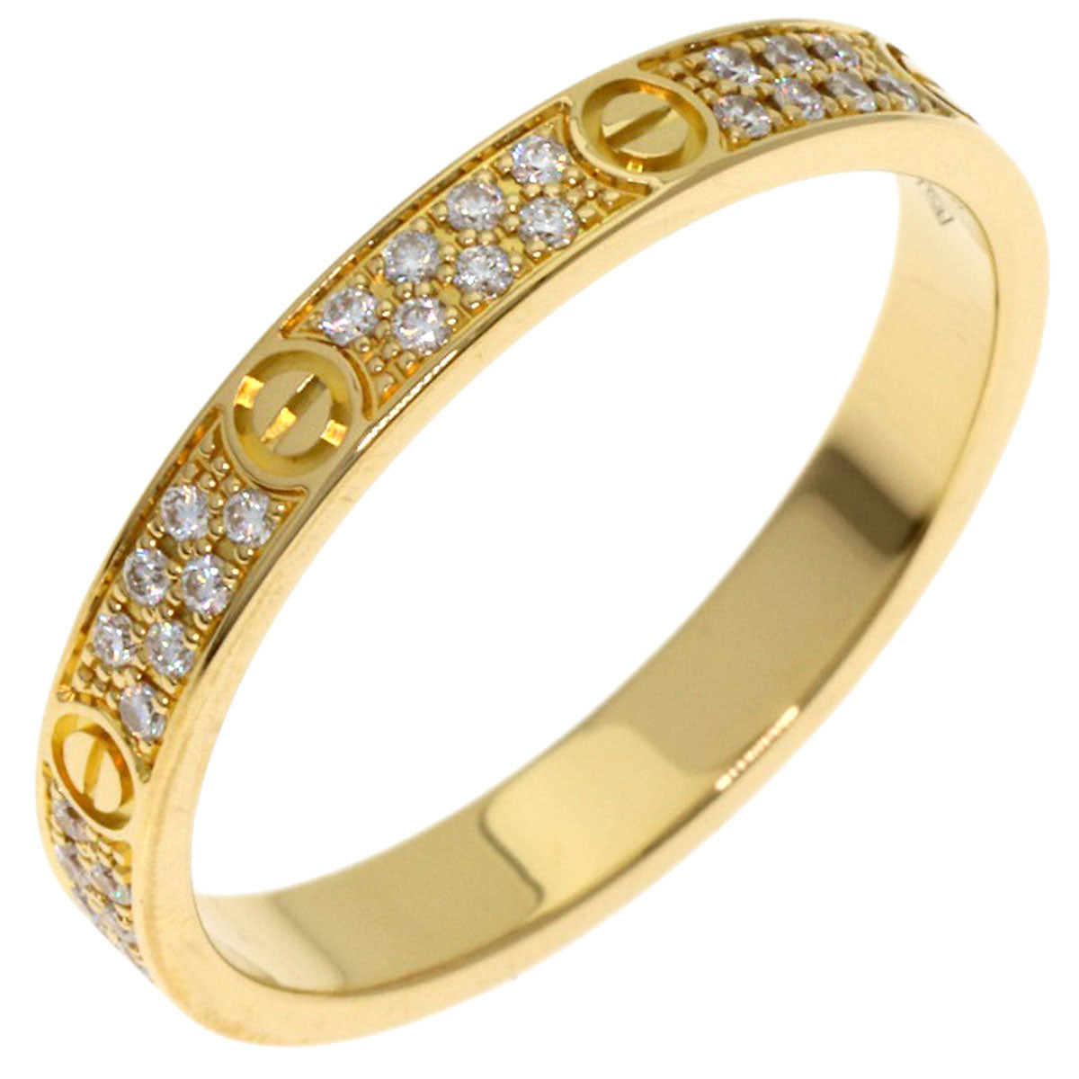 CARTIER mini love ring pave diamond #49 Ring K18 Yellow Gold Ladies [Used]