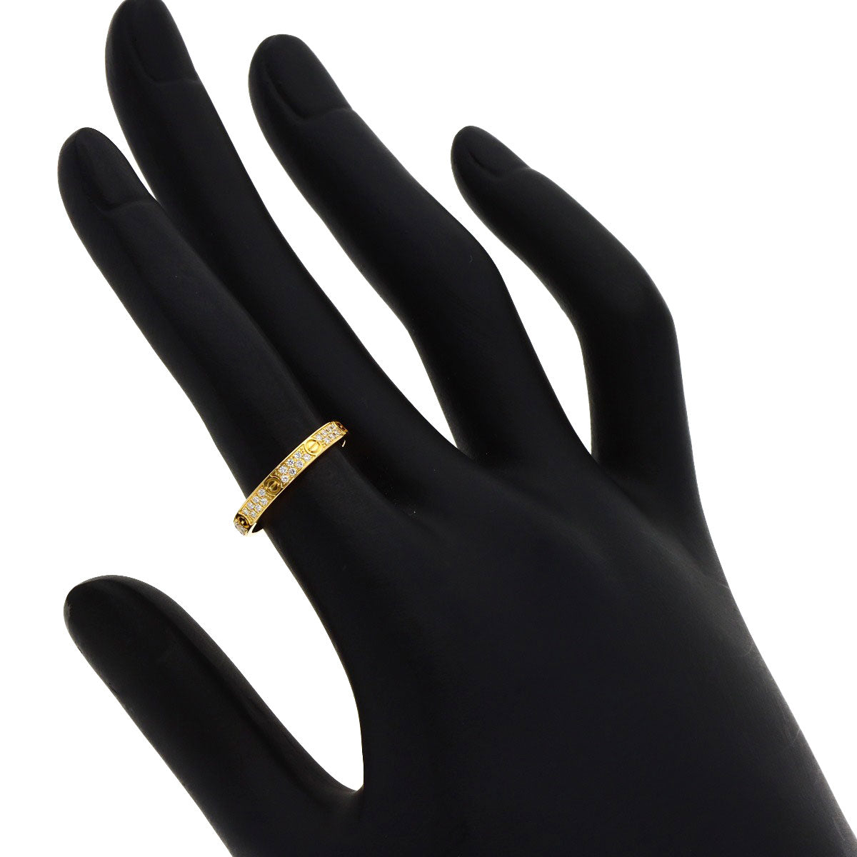CARTIER mini love ring pave diamond #49 Ring K18 Yellow Gold Ladies [Used]