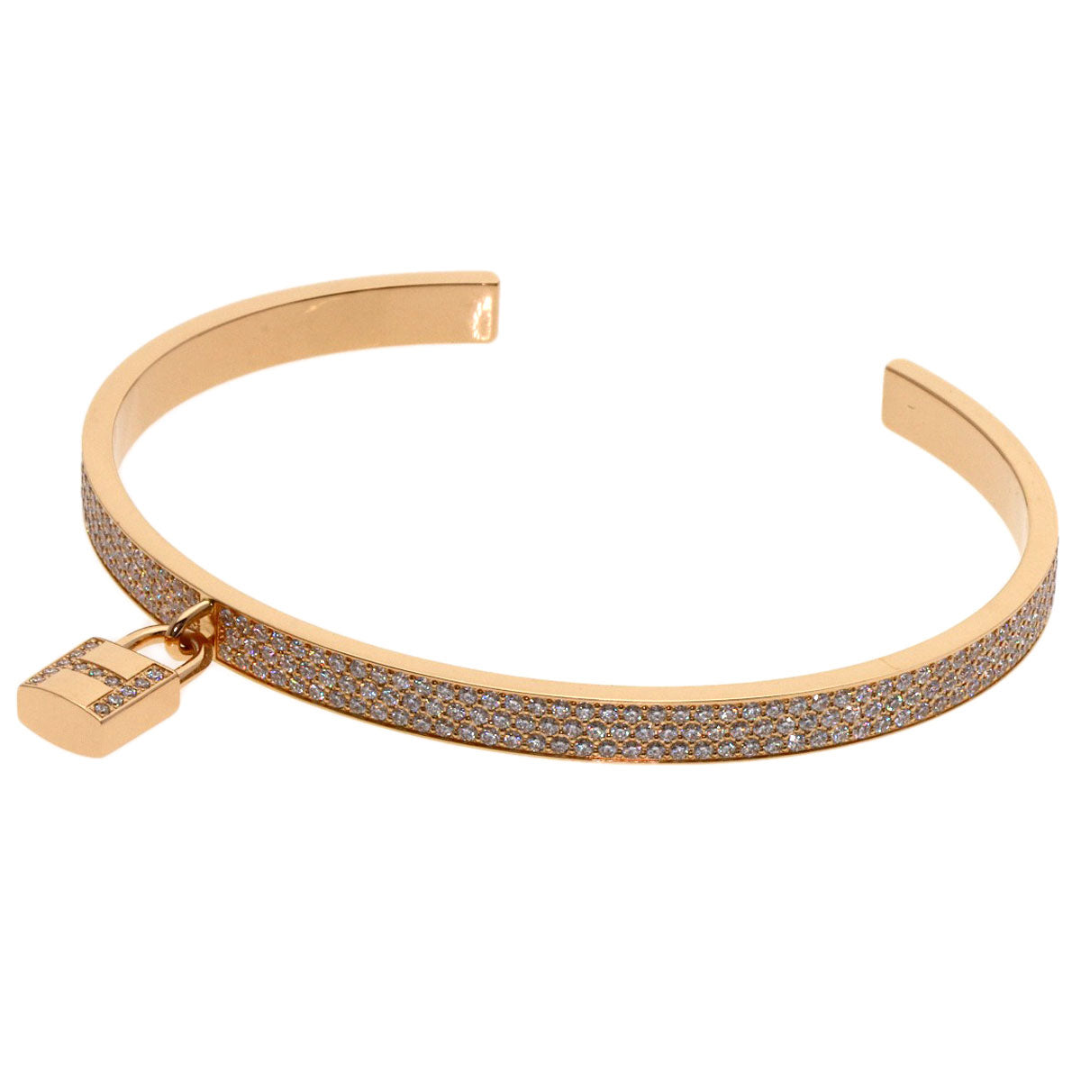 HERMES Kelly Clochette Full Diamond ST Size Bracelet K18 Pink Gold Ladies [Used]
