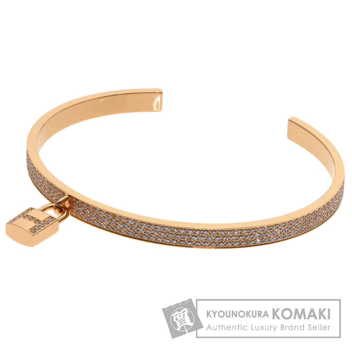 HERMES Kelly Clochette Full Diamond ST Size Bracelet K18 Pink Gold Ladies [Used]