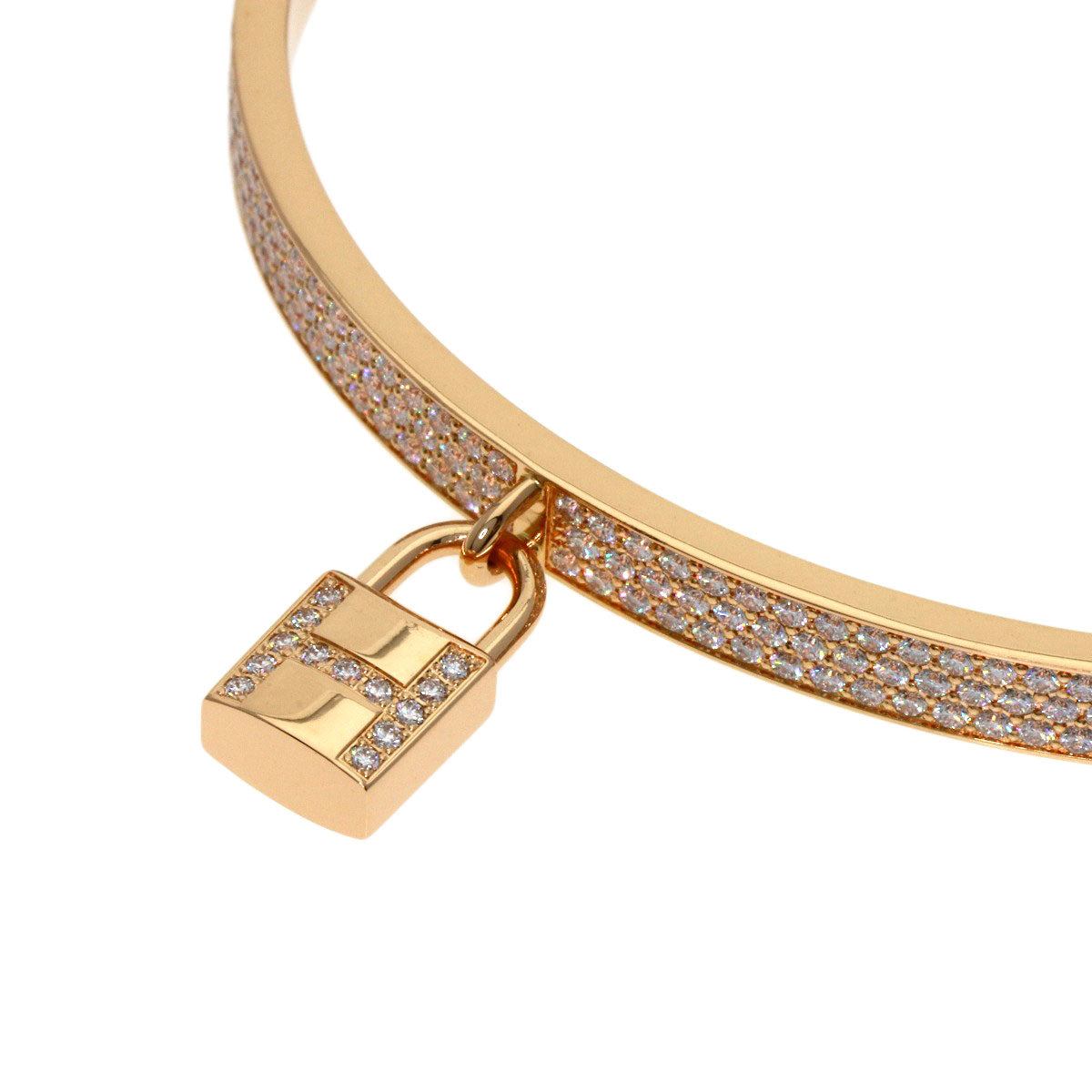 HERMES Kelly Clochette Full Diamond ST Size Bracelet K18 Pink Gold Ladies [Used]