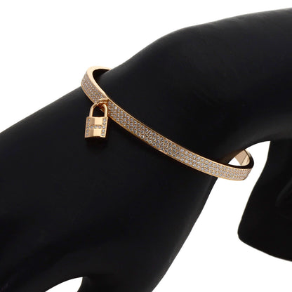 HERMES Kelly Clochette Full Diamond ST Size Bracelet K18 Pink Gold Ladies [Used]