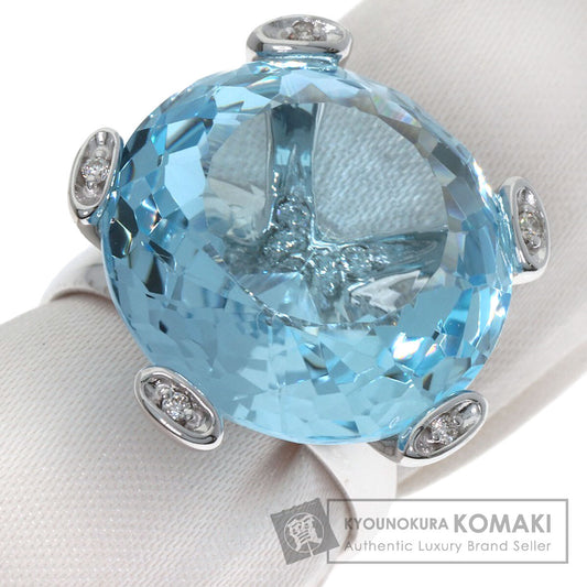 Ponte Vecchio Blue Topaz Diamond Ring K18 White Gold Ladies [Used]