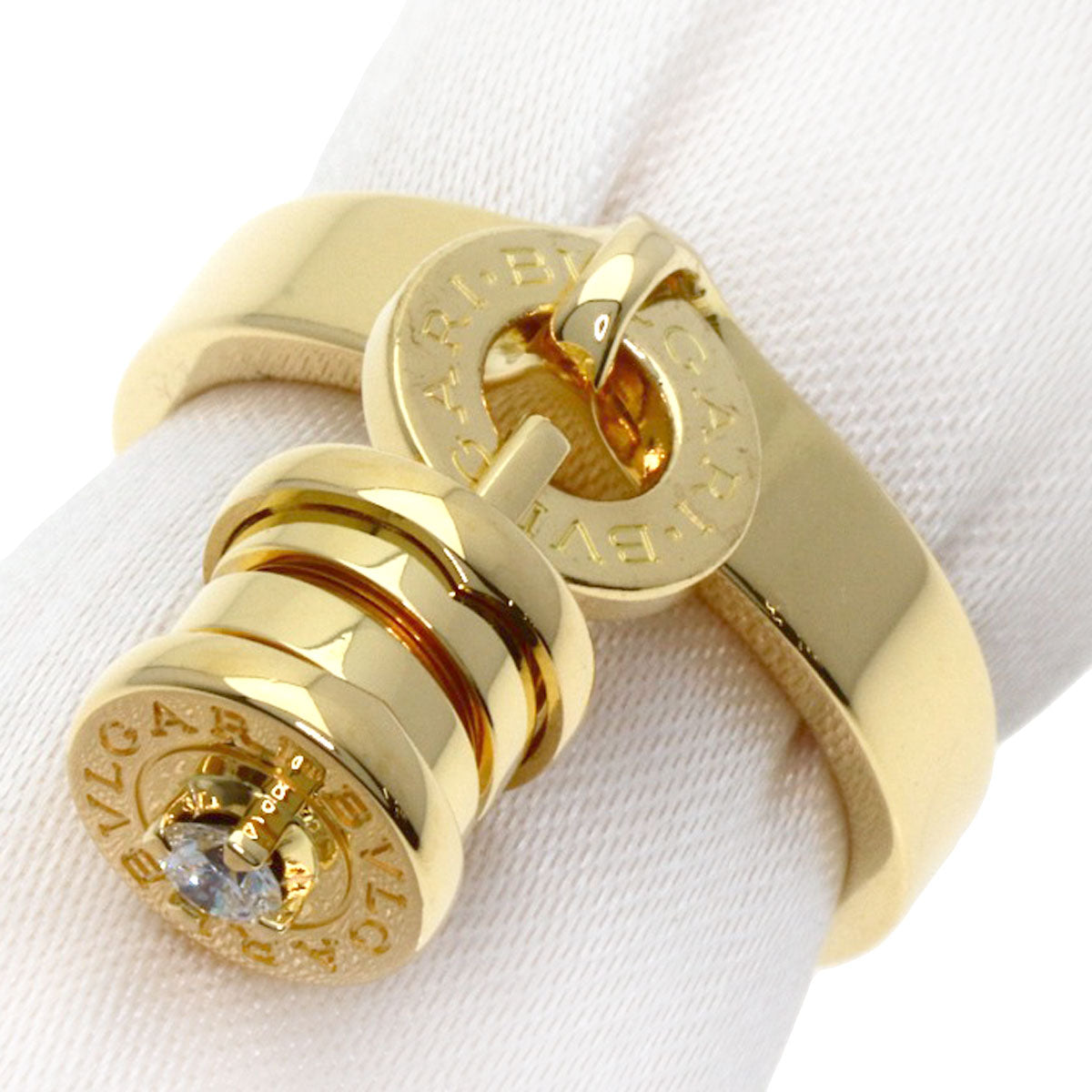 BVLGARI Element 1P Diamond Ring K18 Yellow Gold Ladies [Used]