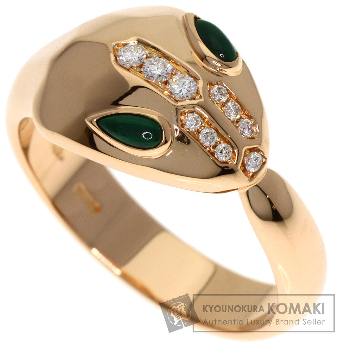 BVLGARI Serpenti Malachite Diamond Ring K18 Pink Gold Ladies [Used]