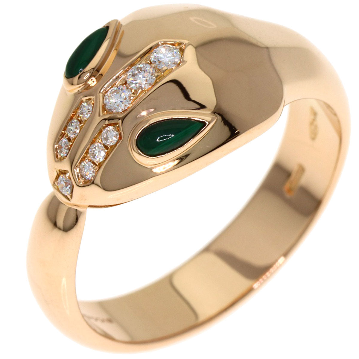 BVLGARI Serpenti Malachite Diamond Ring K18 Pink Gold Ladies [Used]