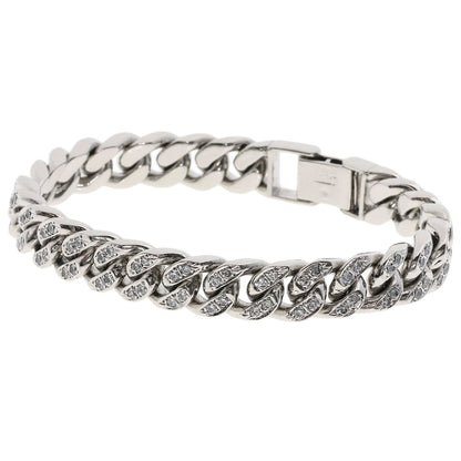 Curb chain Kihei 4 sides Diamond pure platinum Bracelet Platinum PT1000 71.2g　Ladies