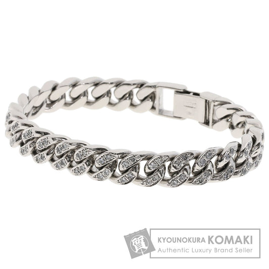 Curb chain Kihei 4 sides Diamond pure platinum Bracelet Platinum PT1000 71.2g　Ladies