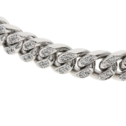 Curb chain Kihei 4 sides Diamond pure platinum Bracelet Platinum PT1000 71.2g　Ladies