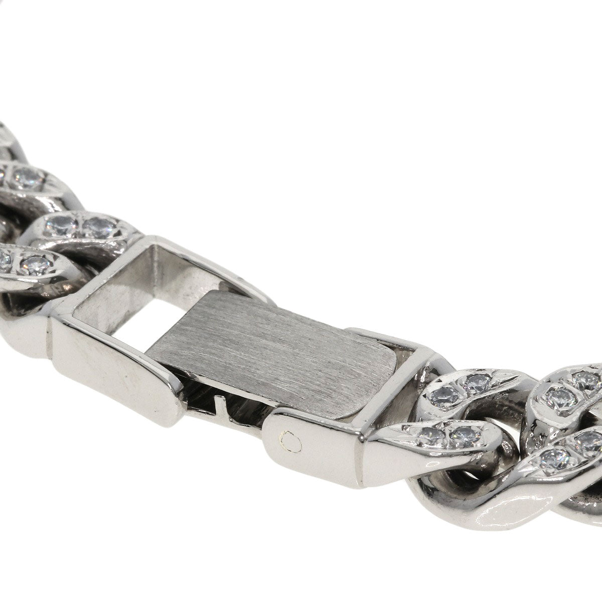 Curb chain Kihei 4 sides Diamond pure platinum Bracelet Platinum PT1000 71.2g　Ladies