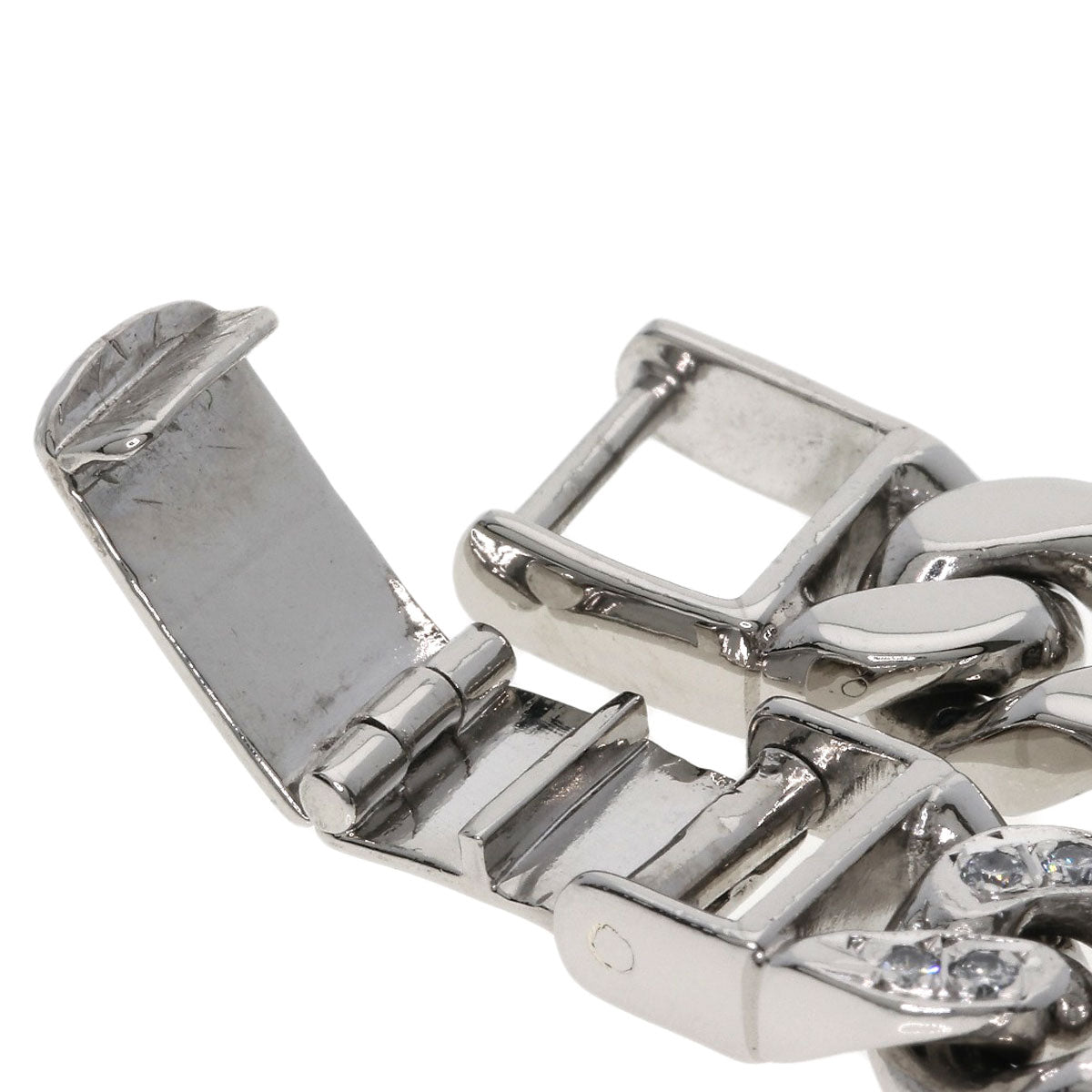 Curb chain Kihei 4 sides Diamond pure platinum Bracelet Platinum PT1000 71.2g　Ladies