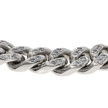 Curb chain Kihei 4 sides Diamond pure platinum Bracelet Platinum PT1000 71.2g　Ladies