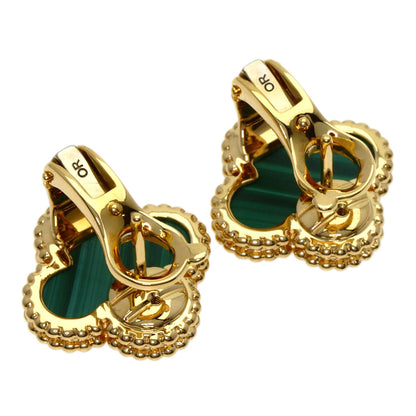 Van Cleef & Arpels Vintage Alhambra Malachite earring K18 Yellow Gold Ladies [Used]