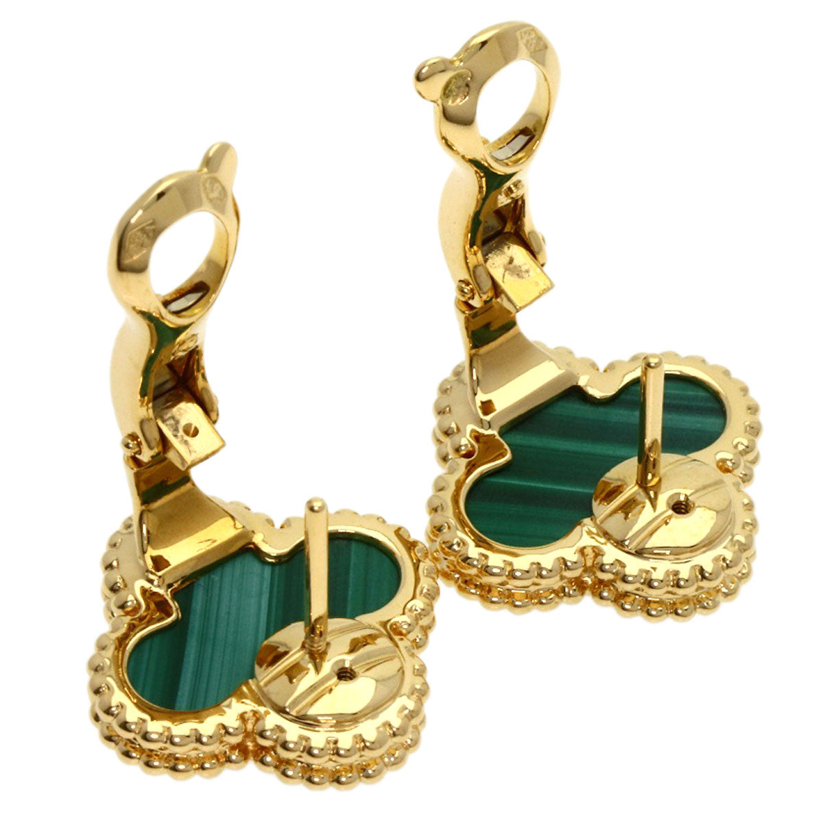 Van Cleef & Arpels Vintage Alhambra Malachite earring K18 Yellow Gold Ladies [Used]