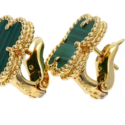 Van Cleef & Arpels Vintage Alhambra Malachite earring K18 Yellow Gold Ladies [Used]