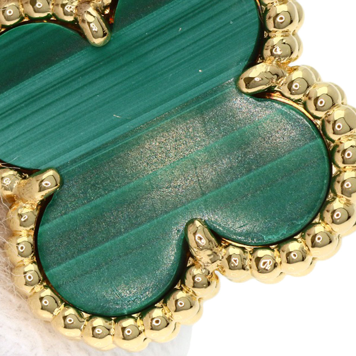 Van Cleef & Arpels Vintage Alhambra Malachite earring K18 Yellow Gold Ladies [Used]