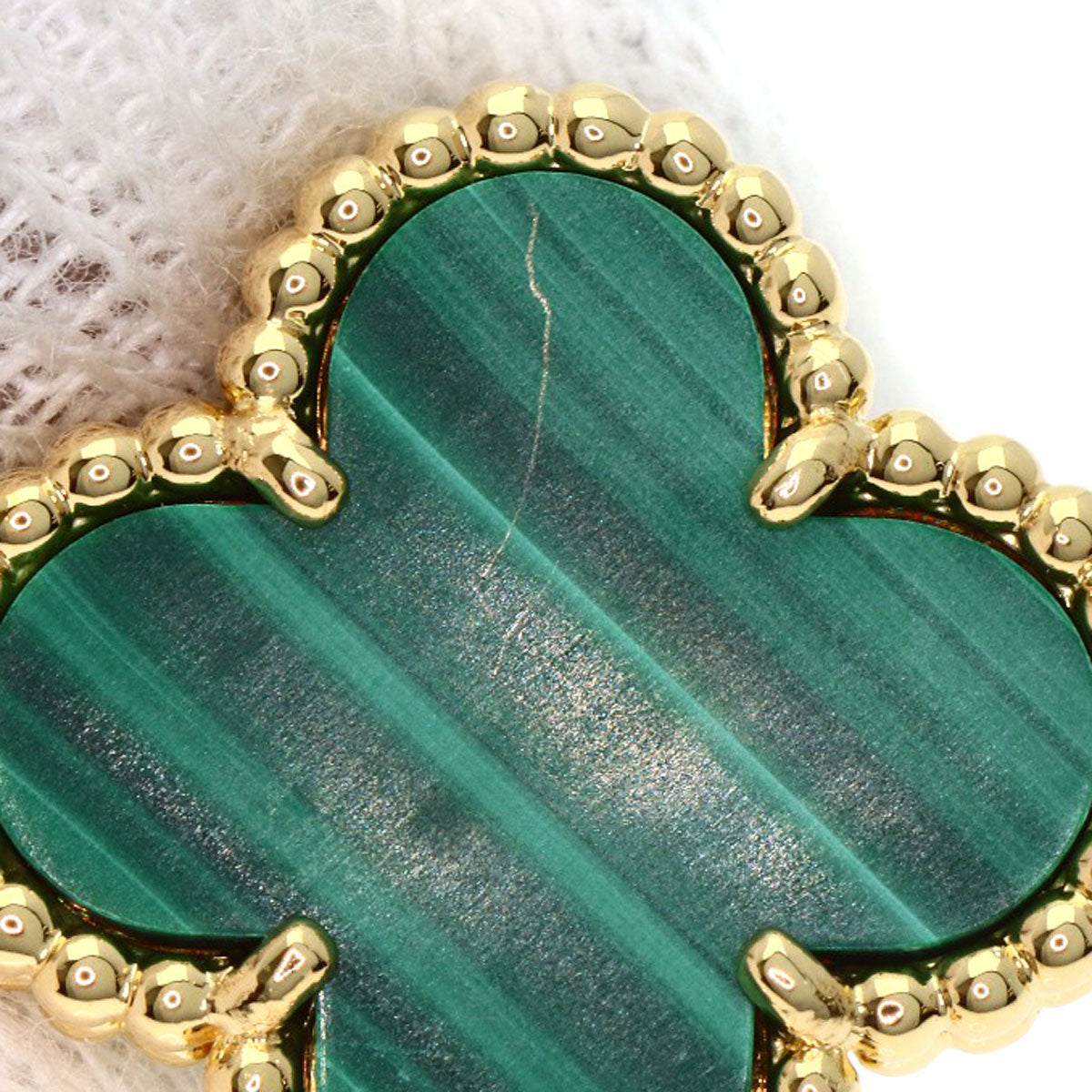Van Cleef & Arpels Vintage Alhambra Malachite earring K18 Yellow Gold Ladies [Used]