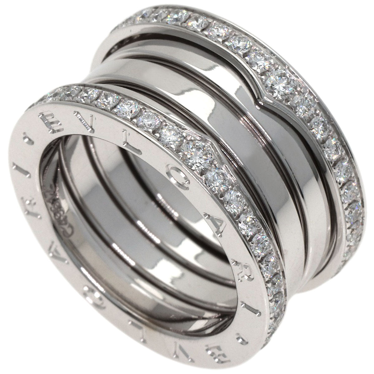 BVLGARI B.zero1 4-band Diamond #50 Ring K18 White Gold Ladies [Used]