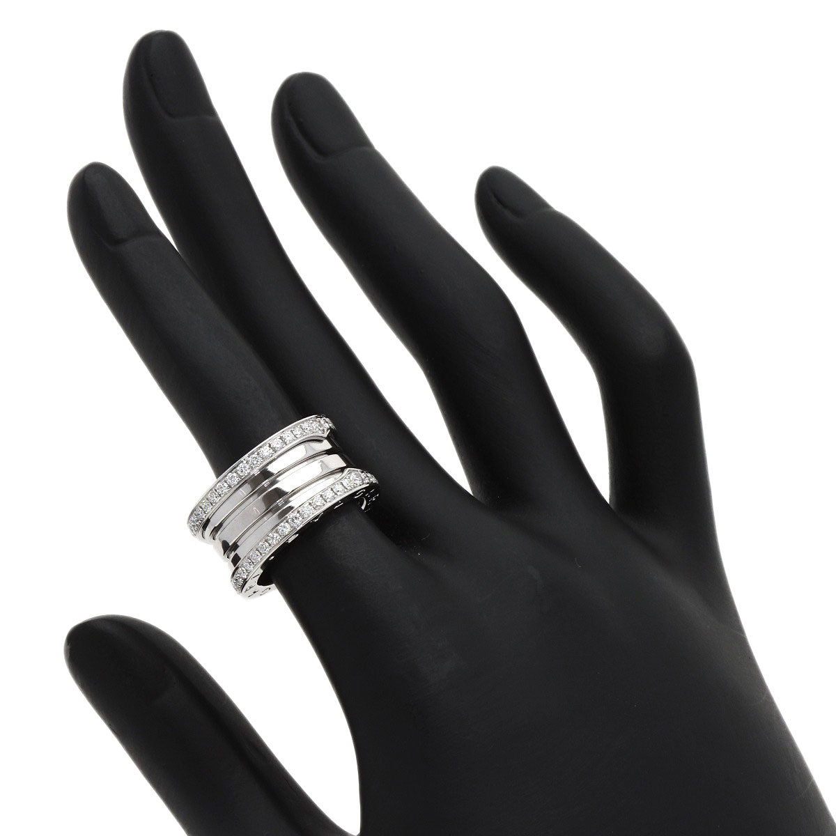 BVLGARI B.zero1 4-band Diamond #50 Ring K18 White Gold Ladies [Used]