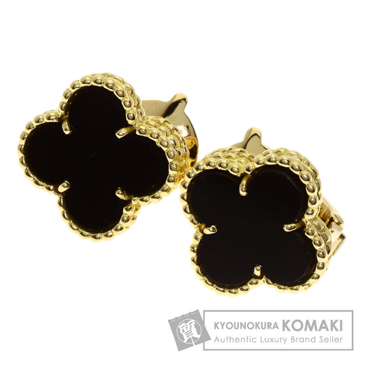 Van Cleef & Arpels Vintage Alhambra Onyx earring K18 Yellow Gold Ladies [Used]