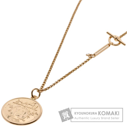 HERMES Exlibris MM 1P Diamond Necklace K18 Pink Gold Ladies [Used]