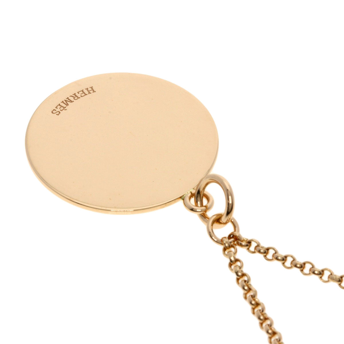 HERMES Exlibris MM 1P Diamond Necklace K18 Pink Gold Ladies [Used]