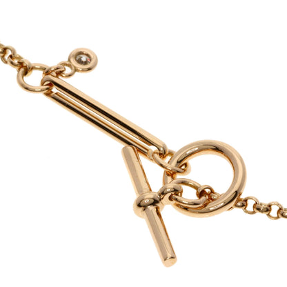 HERMES Exlibris MM 1P Diamond Necklace K18 Pink Gold Ladies [Used]