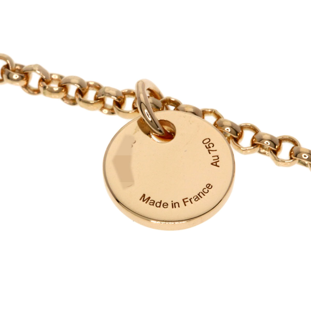 HERMES Exlibris MM 1P Diamond Necklace K18 Pink Gold Ladies [Used]