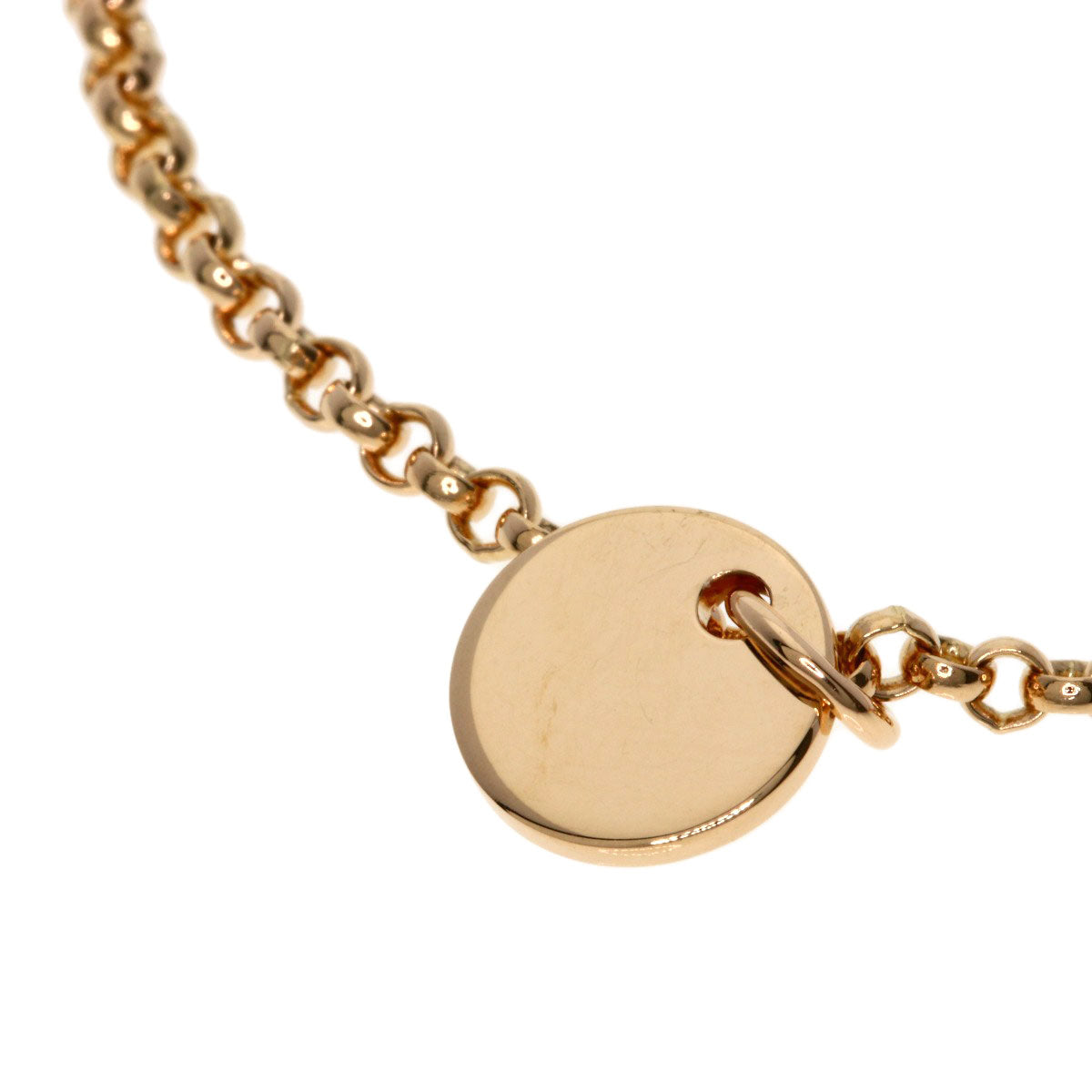 HERMES Exlibris MM 1P Diamond Necklace K18 Pink Gold Ladies [Used]