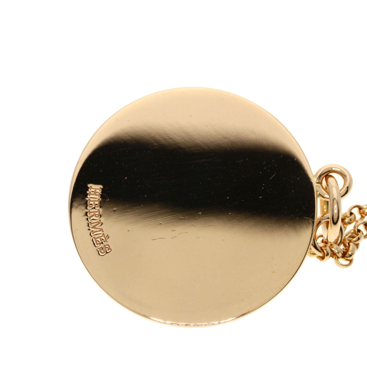 HERMES Exlibris MM 1P Diamond Necklace K18 Pink Gold Ladies [Used]