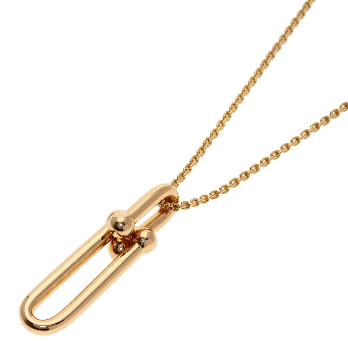 TIFFANY&Co. Hardware Thin Link Necklace K18 Pink Gold Ladies [Used]