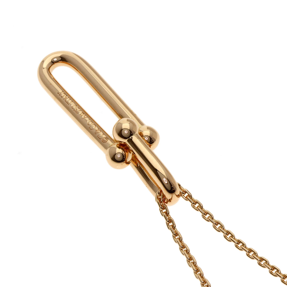 TIFFANY&Co. Hardware Thin Link Necklace K18 Pink Gold Ladies [Used]
