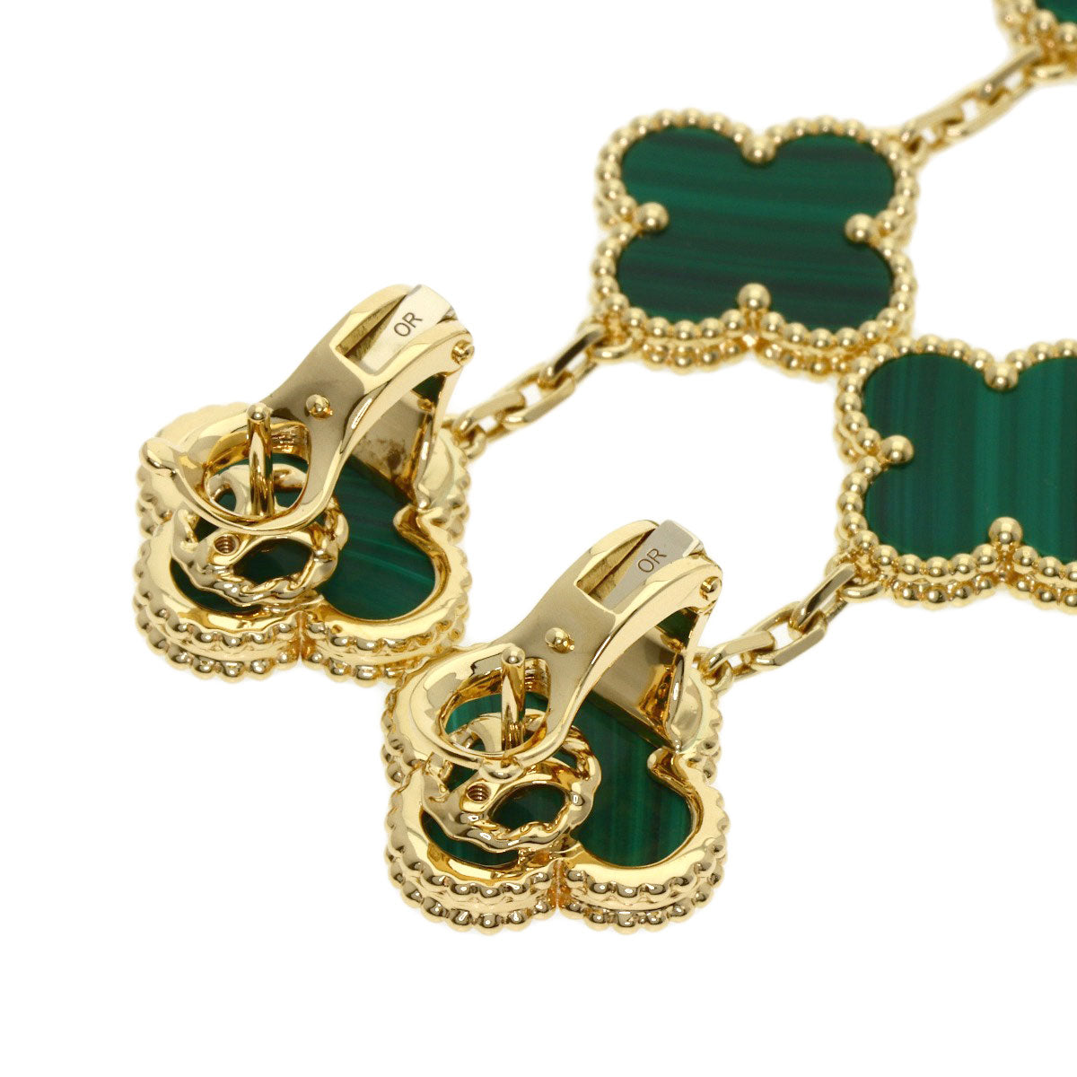 Van Cleef & Arpels Magic Alhambra 3 Motif Malachite earring K18 Yellow Gold Ladies [Used]