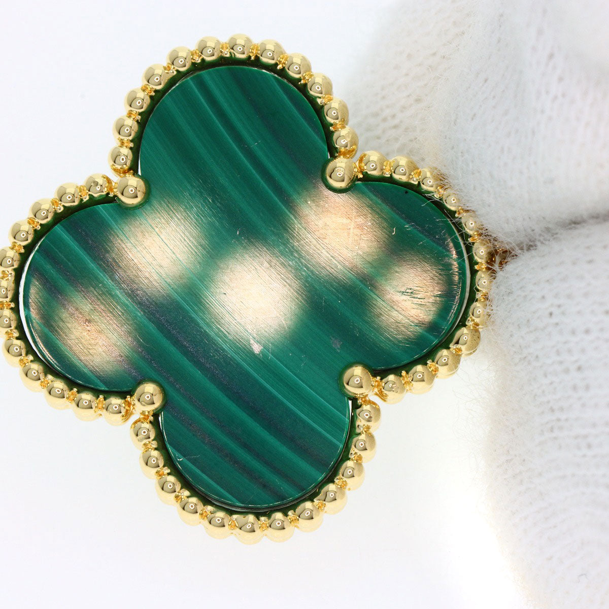 Van Cleef & Arpels Magic Alhambra 3 Motif Malachite earring K18 Yellow Gold Ladies [Used]