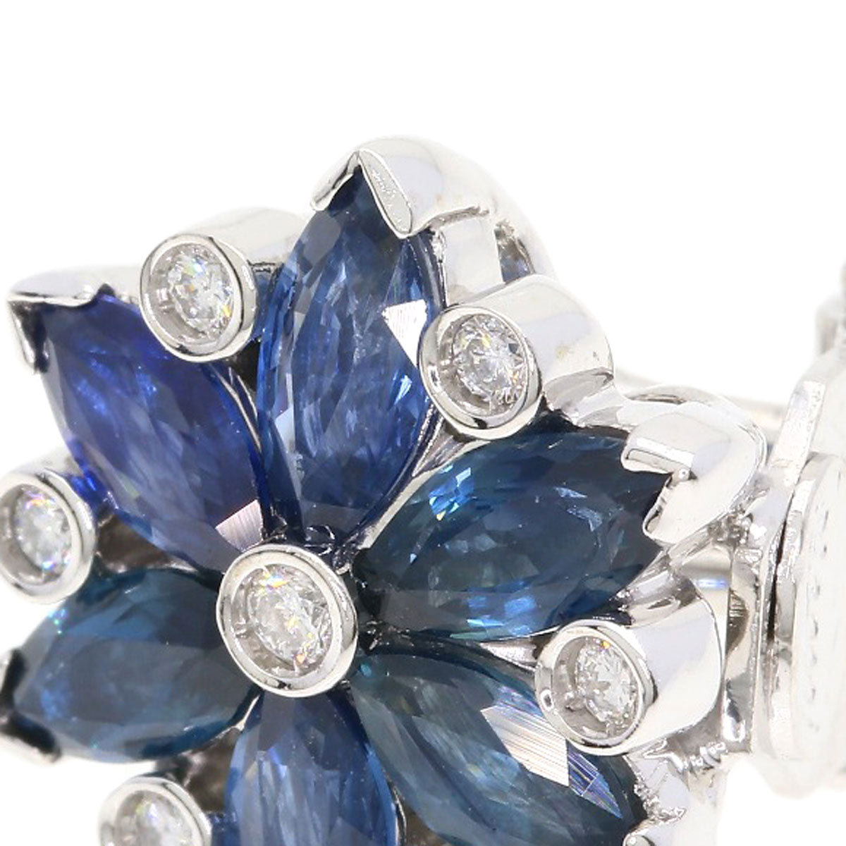 Zoccai Sapphire Diamond earring K18 White Gold Ladies [Used]