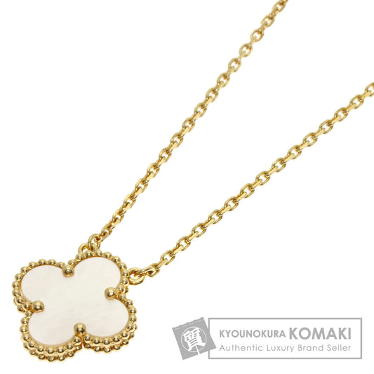 Van Cleef & Arpels Vintage Alhambra white shell Necklace K18 Yellow Gold Ladies [Used]