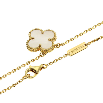 Van Cleef & Arpels Vintage Alhambra white shell Necklace K18 Yellow Gold Ladies [Used]