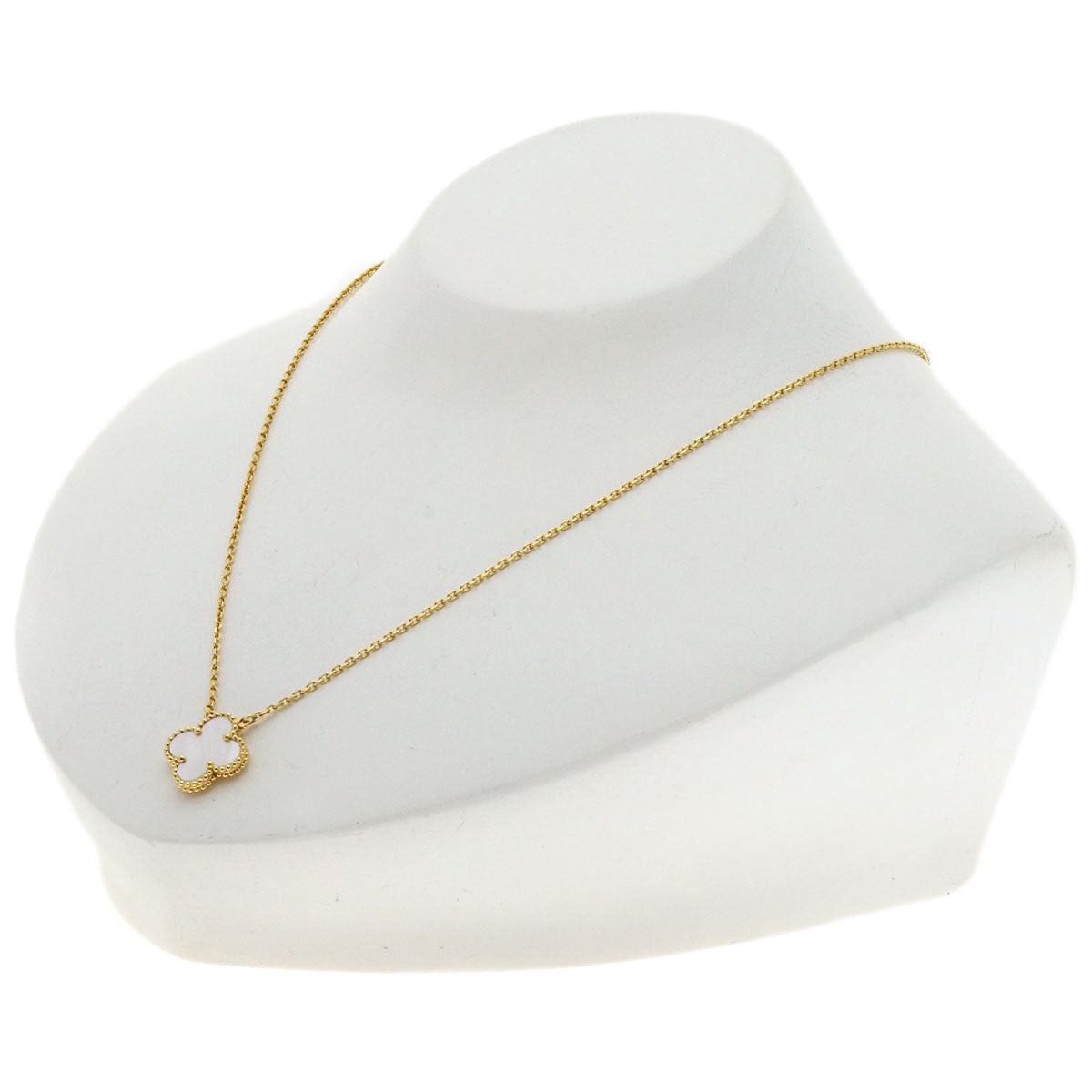 Van Cleef & Arpels Vintage Alhambra white shell Necklace K18 Yellow Gold Ladies [Used]