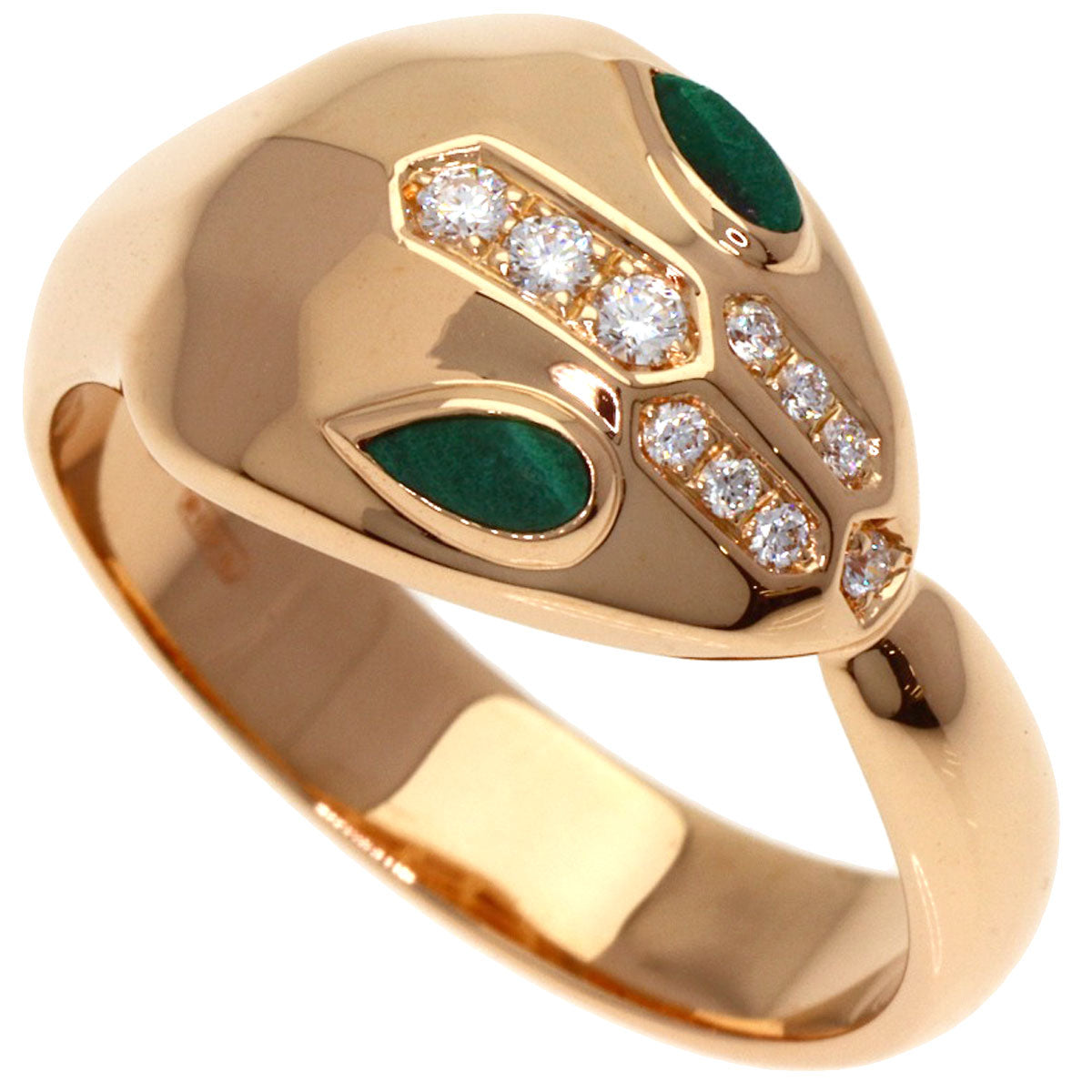 BVLGARI Serpenti Diamond Malachite Ring K18 Pink Gold Ladies [Used]