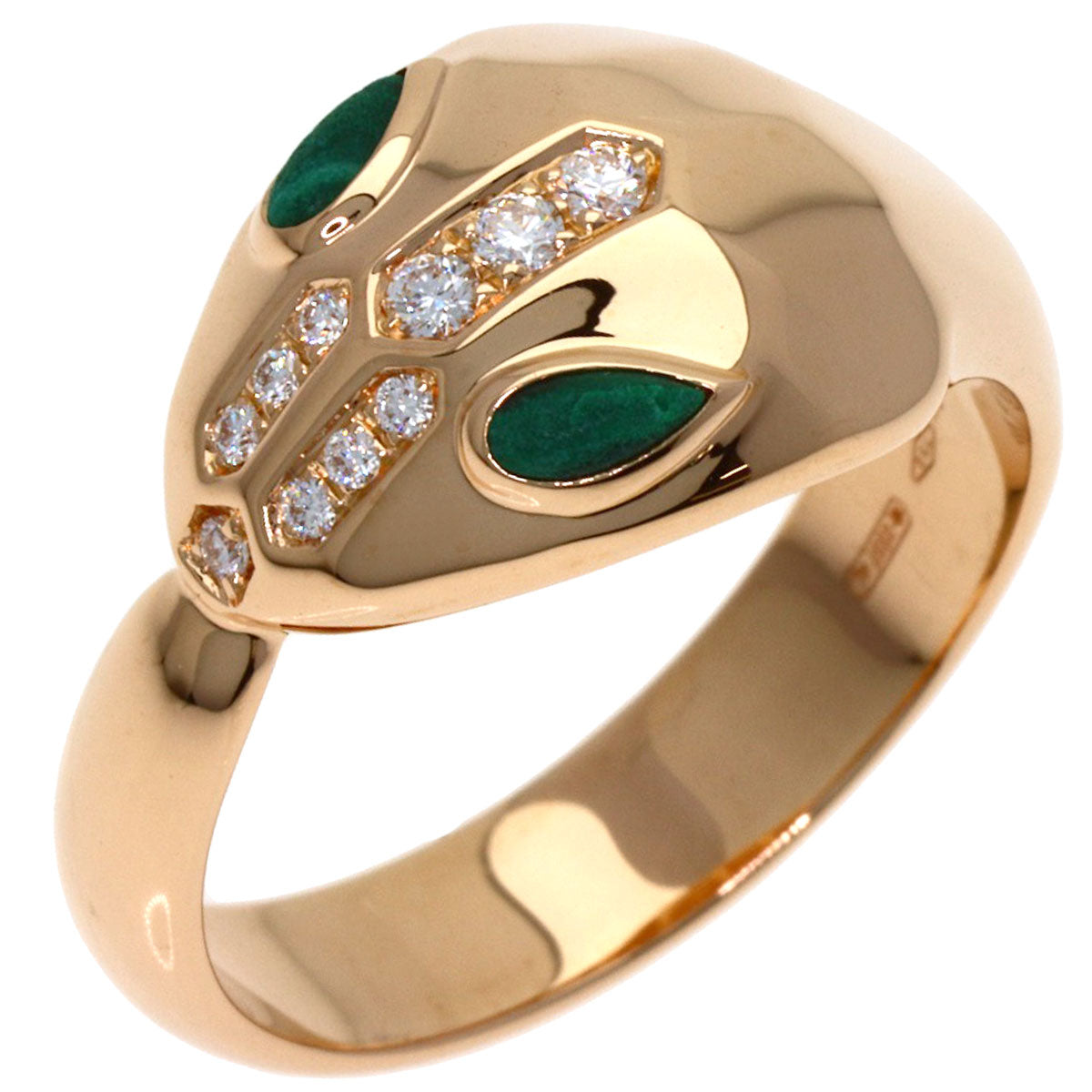BVLGARI Serpenti Diamond Malachite Ring K18 Pink Gold Ladies [Used]
