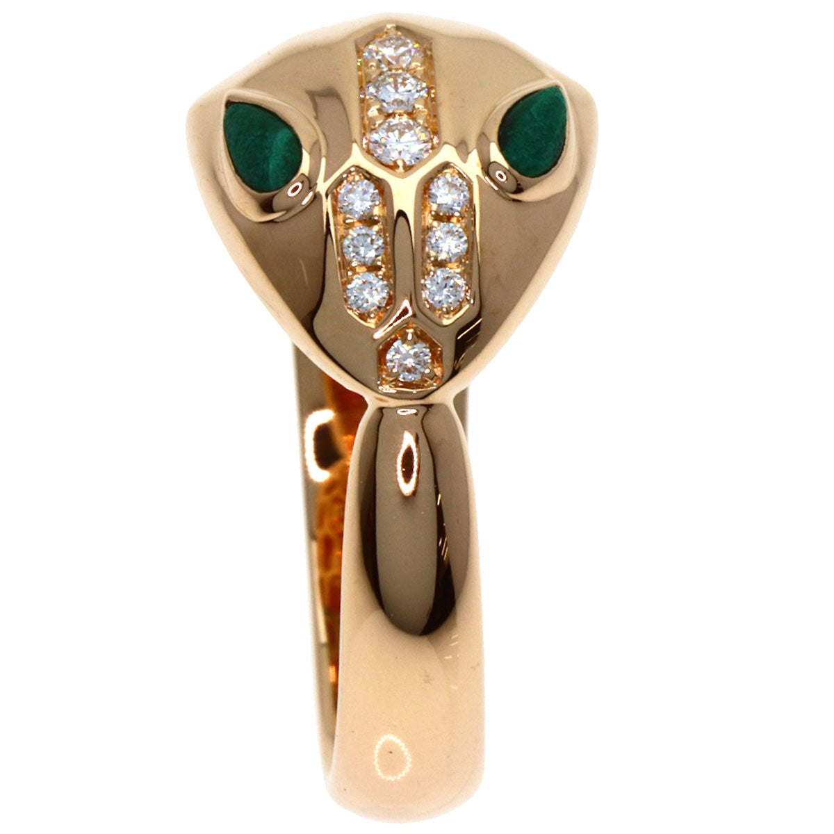BVLGARI Serpenti Diamond Malachite Ring K18 Pink Gold Ladies [Used]