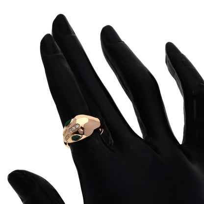 BVLGARI Serpenti Diamond Malachite Ring K18 Pink Gold Ladies [Used]